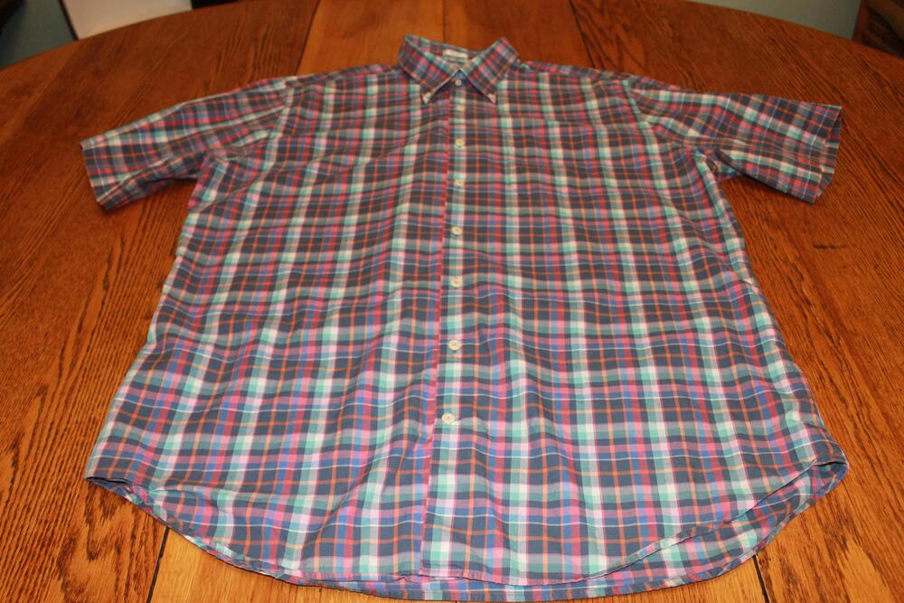 Peter Millar Shirt Mens Extra Large Plaid Button Down Summer Comfort Golf Casual